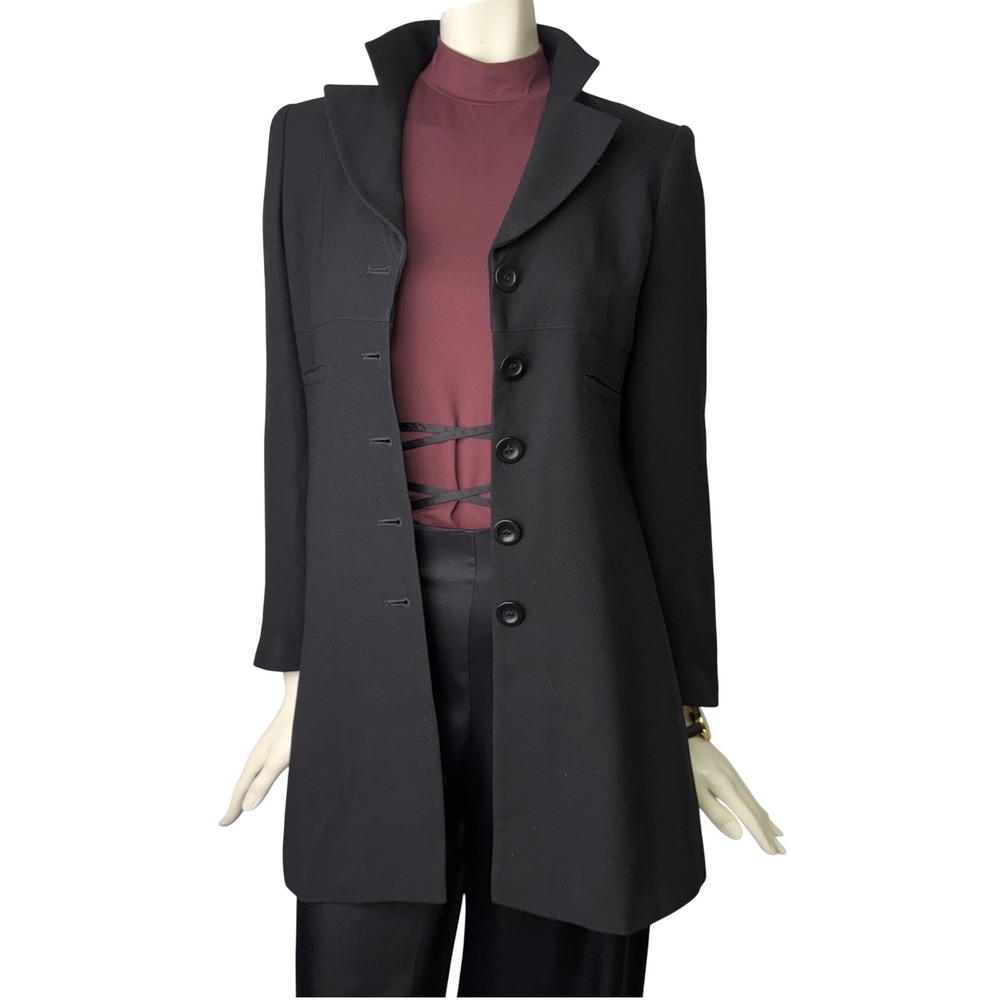 Vintage 90's Bebe San Francisco Blazer Single Breasted Black Longline V-neck 4